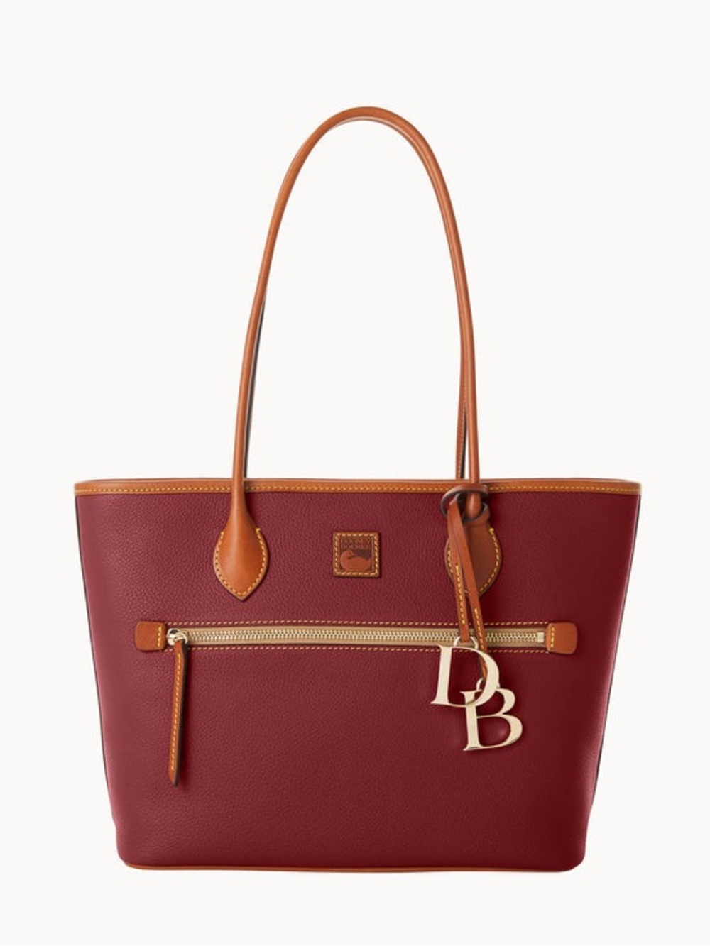 Dooney & Bourke Pebble Grain Leather Tote Bag Wine Color
